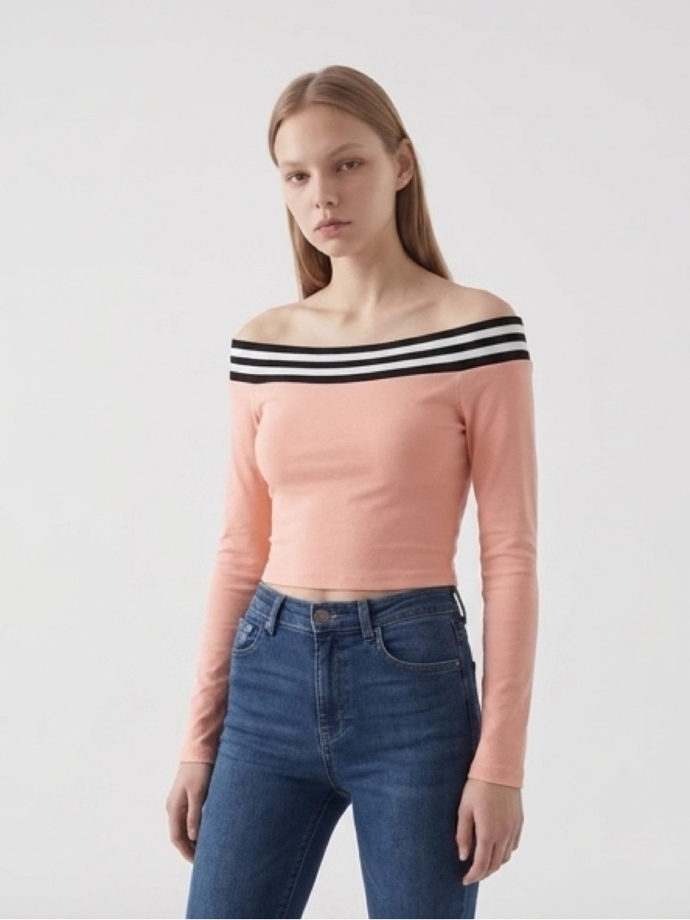 NWT - Women's Off Shoulder Long Sleeve Crop Top